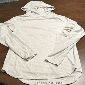 Lululemon Men's Off White Gray Pinstripe Hoodie Shirt